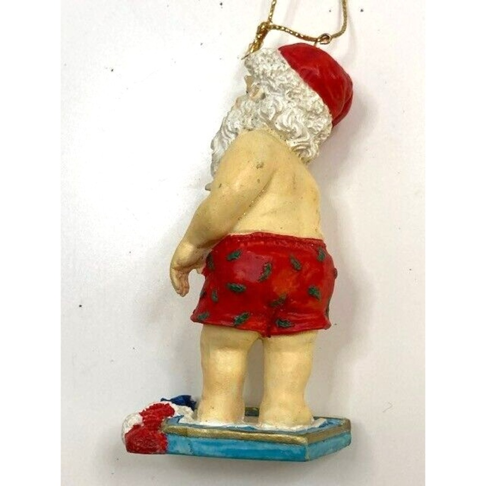 Lot‎ Of 3 Vintage Ceramic Santa Claus Ornaments Made In Japan Santa Bathing Suit - Picture 6 of 8